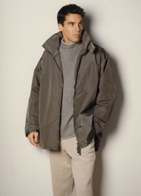 Nylon Canvas Iridescent Jacket/Cotton Wool Sweater